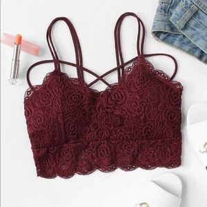 lace criss cross back top
